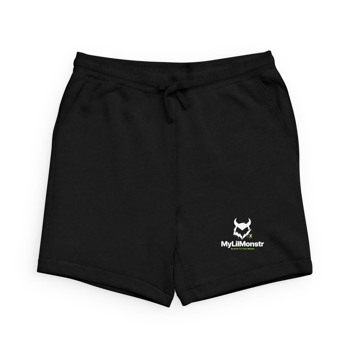 MyLilMonstr Logo Sweatshorts — Black Cozy Fleece Lounge Shorts